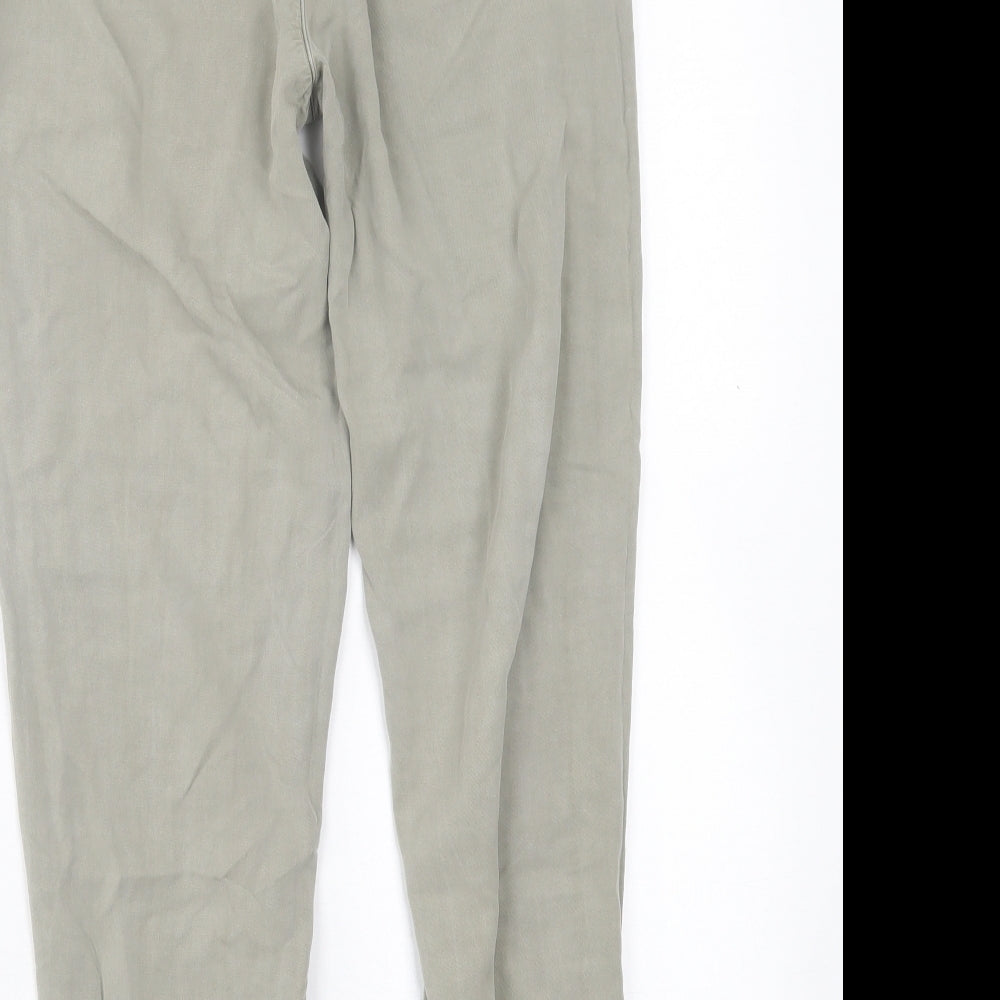 H&M Womens Green Viscose Trousers Size 6 L27 in Regular Tie