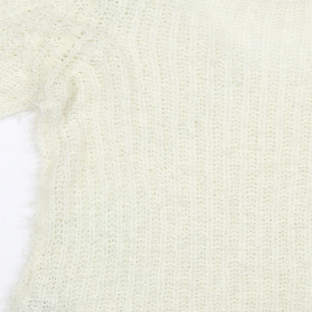 New Look Womens Ivory Boat Neck Acrylic Pullover Jumper Size M