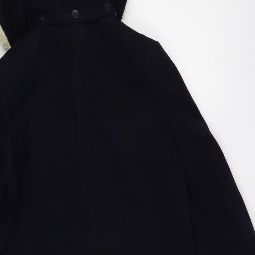 NEXT Womens Blue Pea Coat Coat Size 8 Button