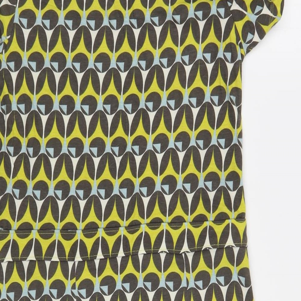 Mudd & Water Womens Multicoloured Geometric Cotton T-Shirt Dress Size 10 Boat Neck Pullover