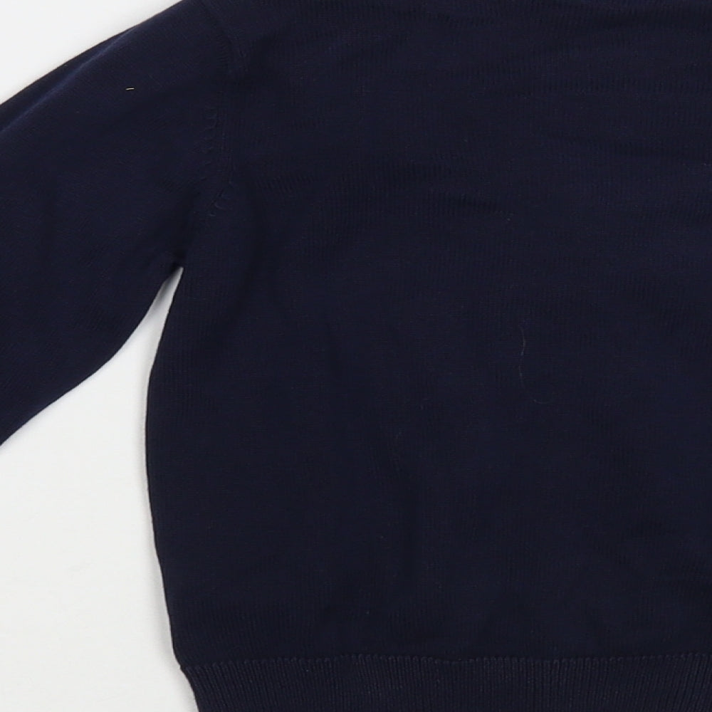 Marks & Spencer Girls Blue V-Neck Cotton Cardigan Jumper Size 4-5 Years Button - Schoolwear
