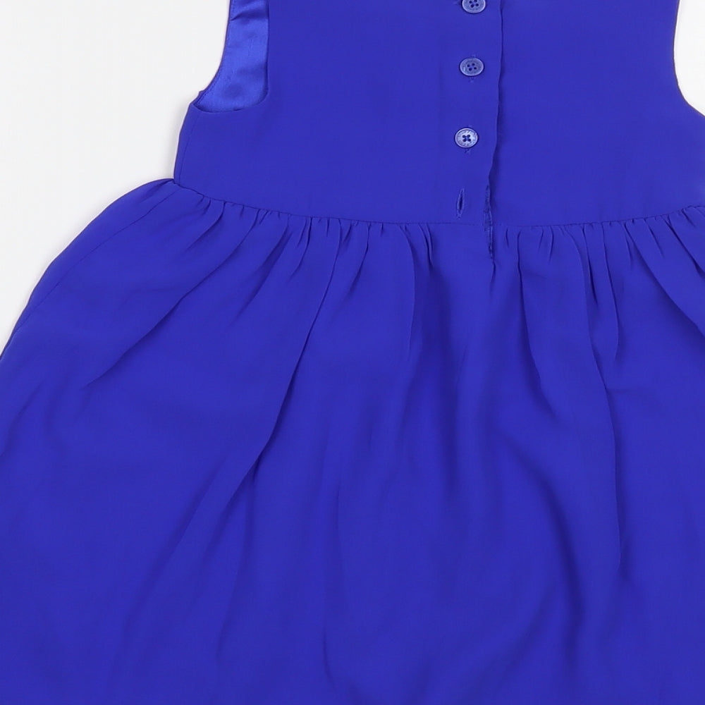 Blue Zoo Baby Blue Polyester A-Line Size 18-24 Months Boat Neck Button