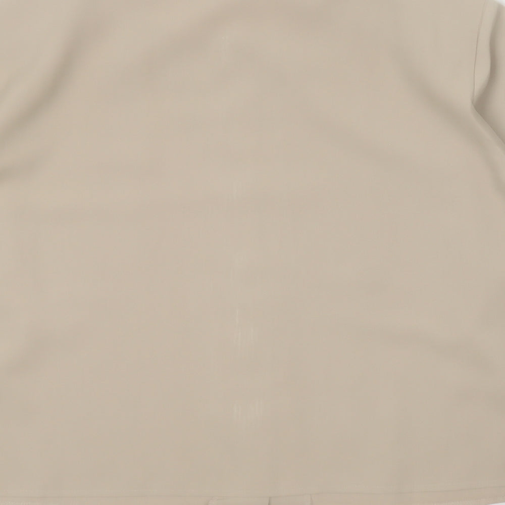 Fashion Extra Collection Womens Beige Polyester Basic Button-Up Size 18 Round Neck