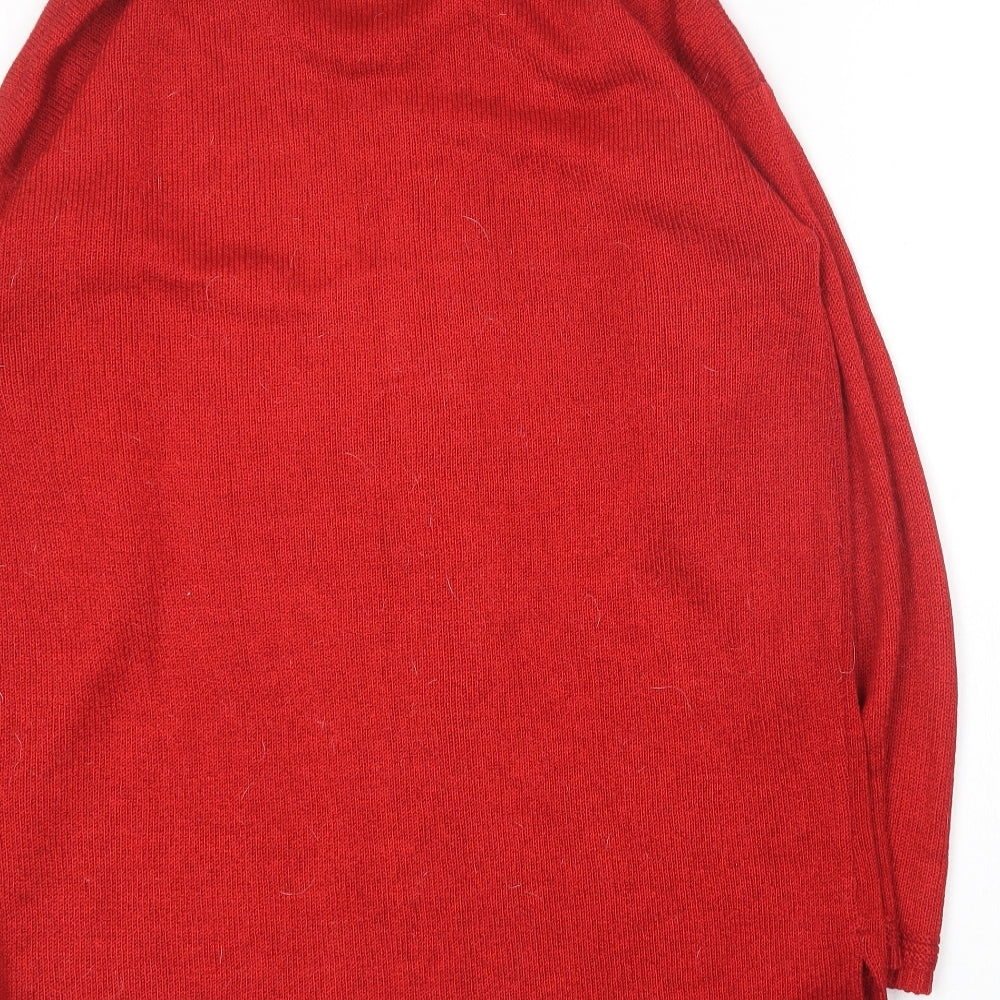 Designs Essesntials Womens Red Round Neck Acrylic Pullover Jumper Size 10