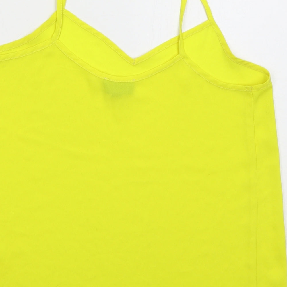 Topshop Womens Yellow Polyester Basic Tank Size 8 V-Neck