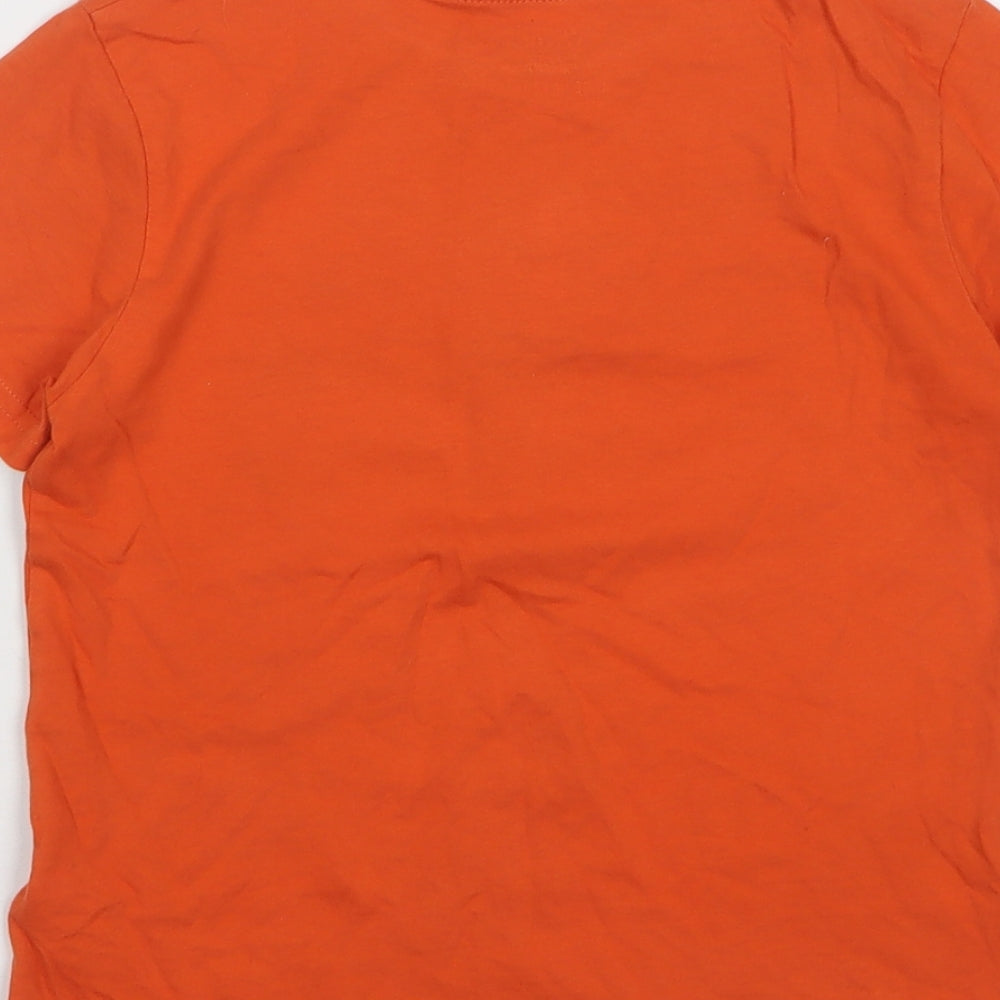 Primark Boys Orange Cotton Basic T-Shirt Size 7-8 Years Round Neck
