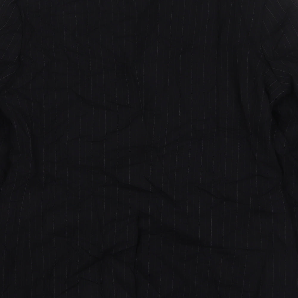 Burton Mens Black Striped Wool Jacket Suit Jacket Size 40
