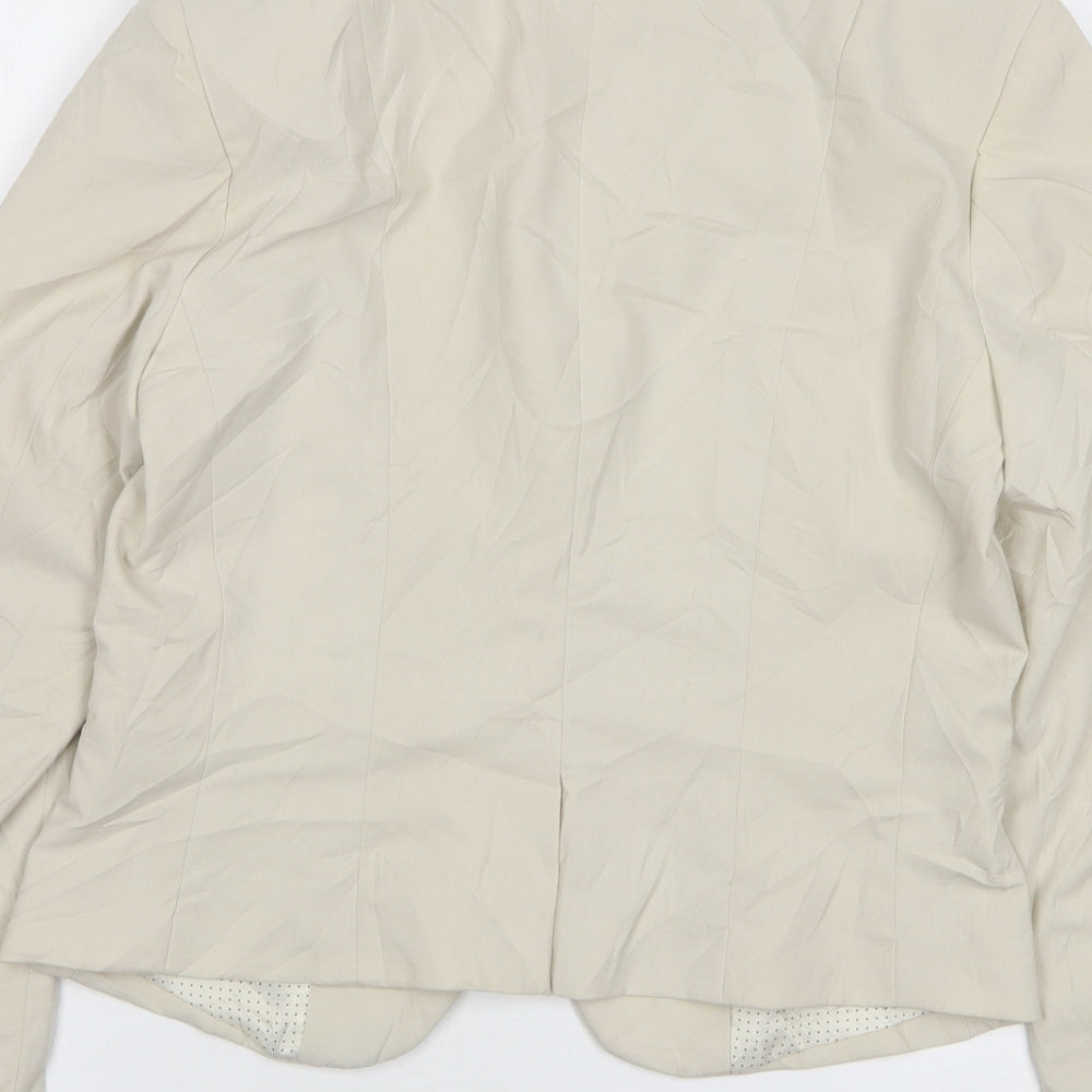 H&M Womens Beige Polyester Jacket Suit Jacket Size 10