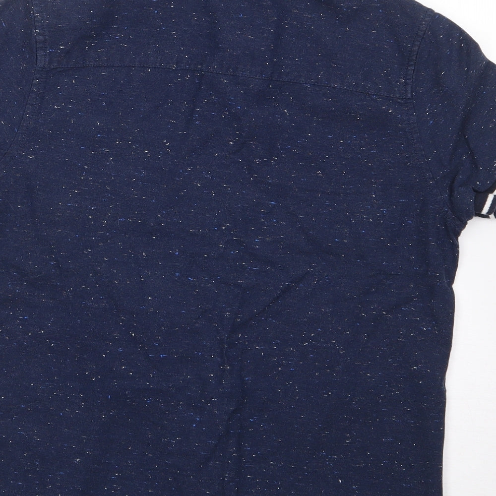 Next Boys Blue 100% Cotton Jersey Button-Up Size 10 Years Crew Neck Button