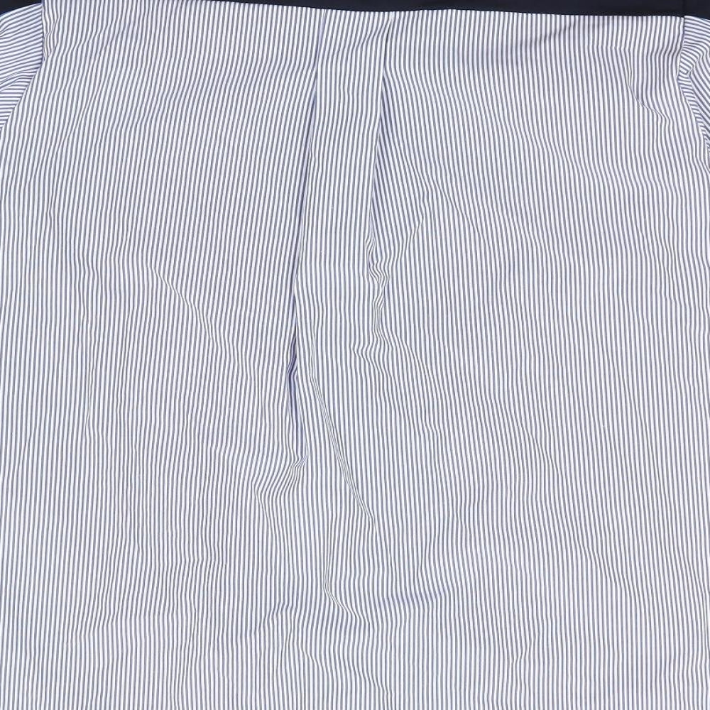 Gallery Womens Blue Striped Polyester Jersey T-Shirt Size M Crew Neck