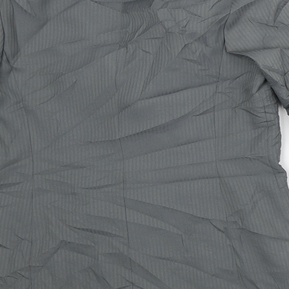 Made United Womens Green Striped Jacket Blazer Size 12