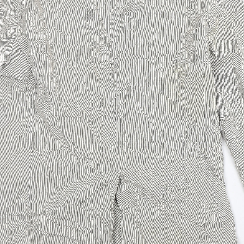 Preworn Womens Beige Striped Jacket Blazer Size L