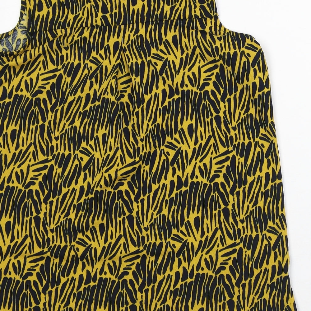 NEXT Womens Yellow Animal Print Polyester Tunic Tank Size 8 Round Neck