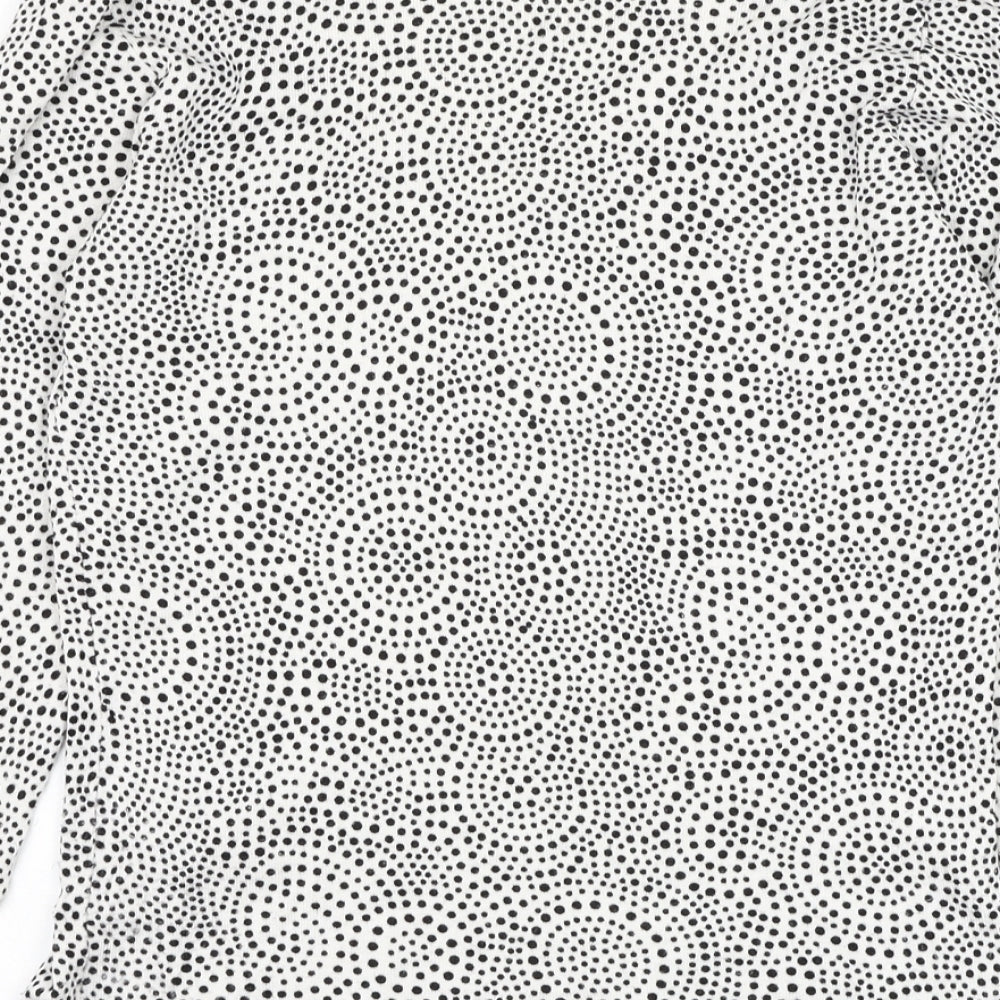 Papaya Womens White V-Neck Geometric Viscose Pullover Jumper Size 12