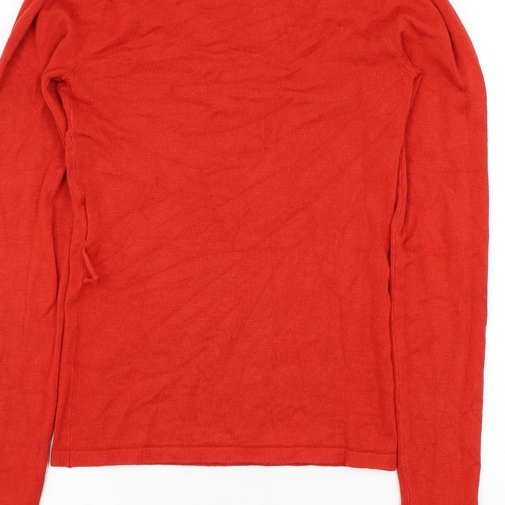 Morgan Womens Red V-Neck Viscose Pullover Jumper Size XS