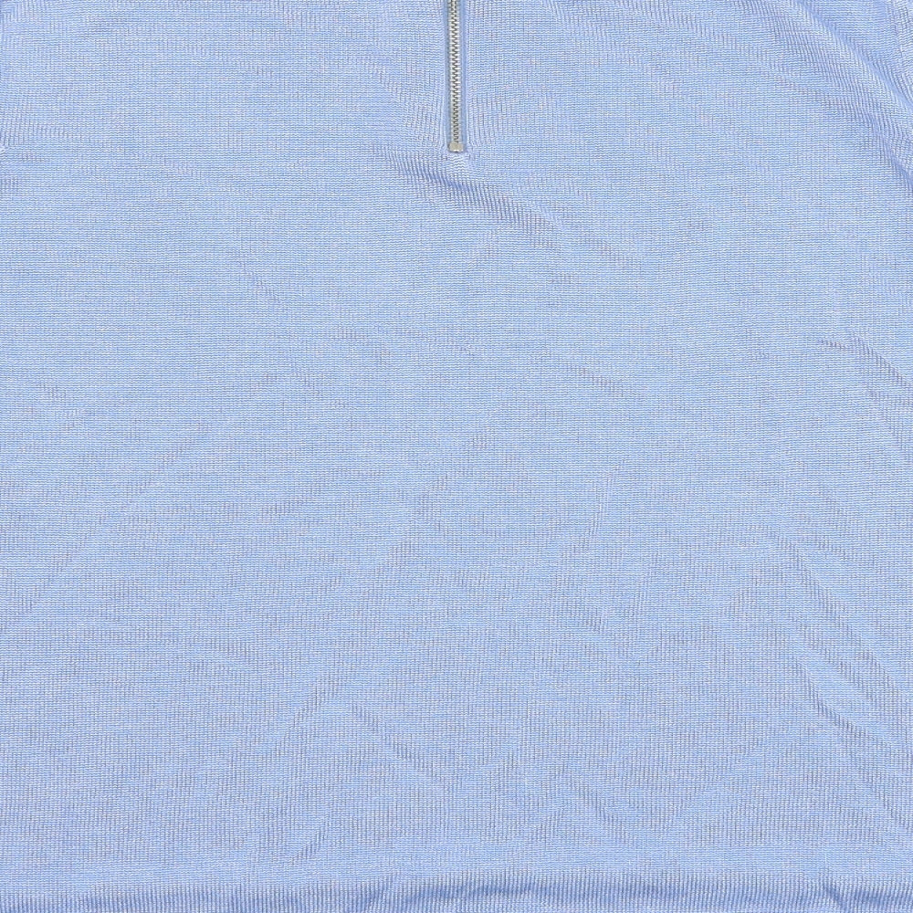 Marks and Spencer Womens Blue Round Neck Viscose Pullover Jumper Size 14