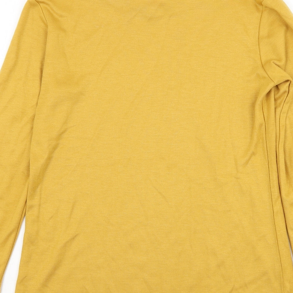 Afibel Womens Yellow Mock Neck Acrylic Pullover Jumper Size 10