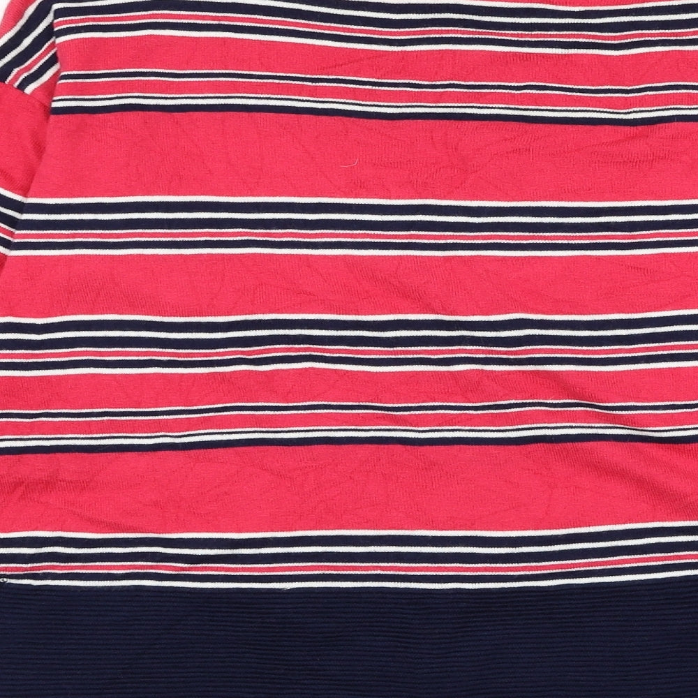 NEXT Womens Pink Round Neck Striped Cotton Pullover Jumper Size 8