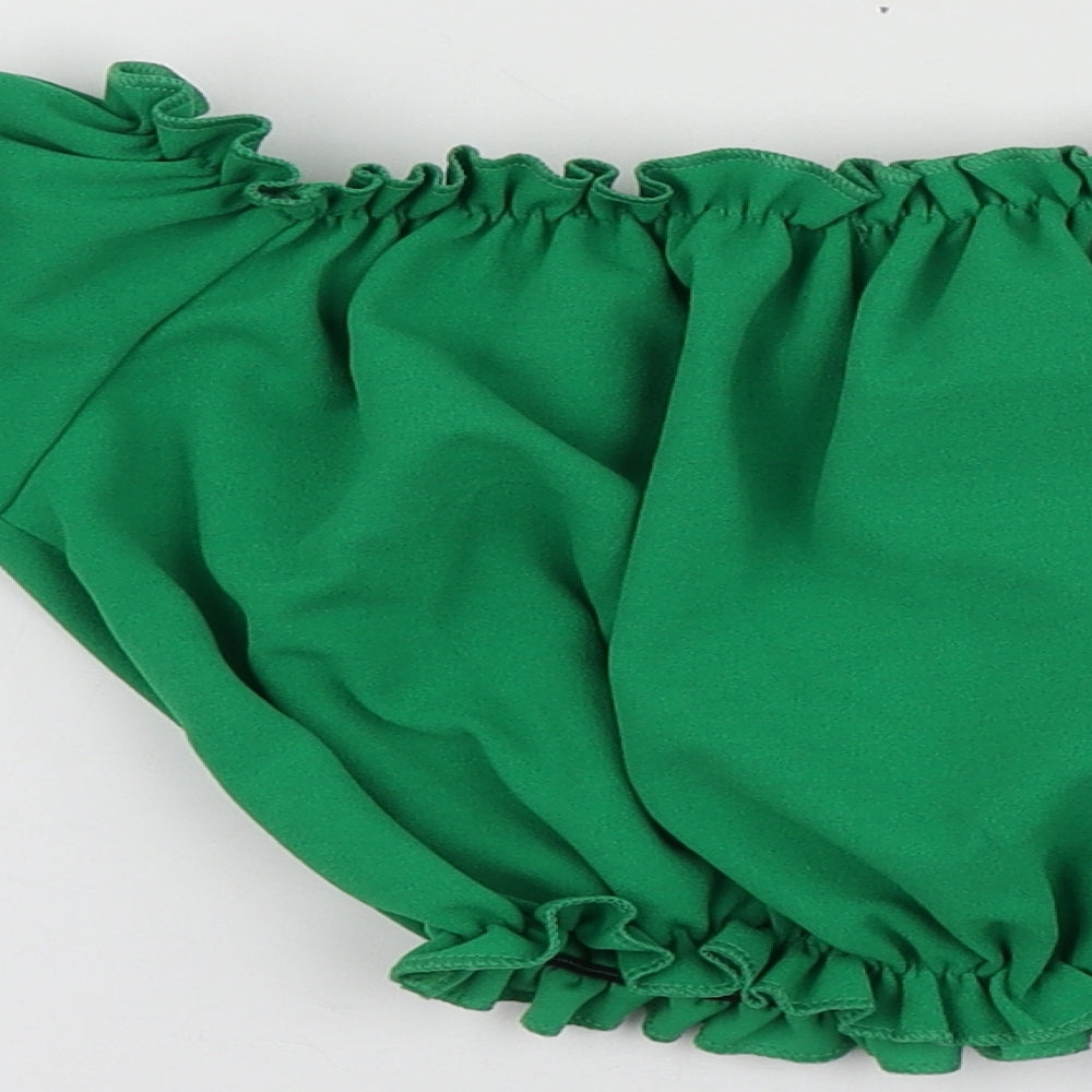 New Look Womens Green Polyester Basic T-Shirt Size 8 Square Neck