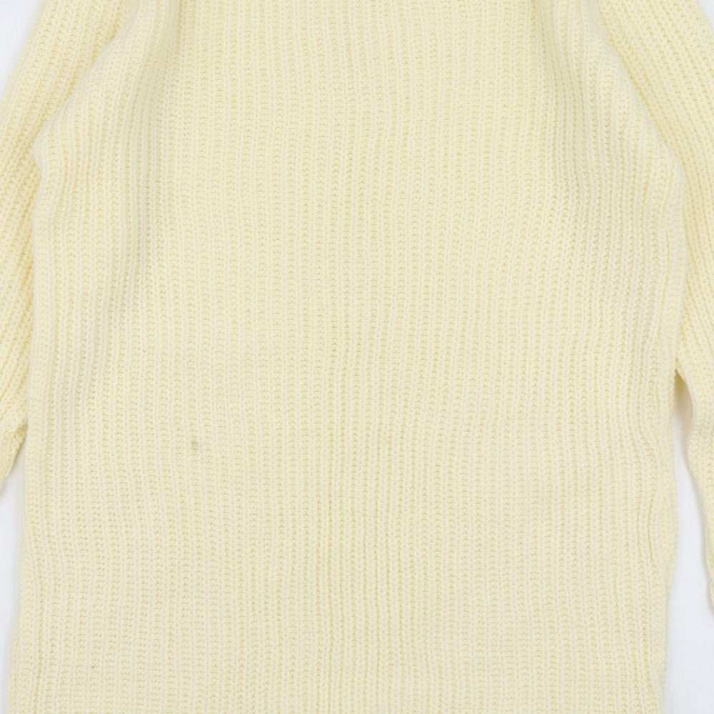 Just Paolo Womens Yellow Round Neck Acrylic Pullover Jumper Size S