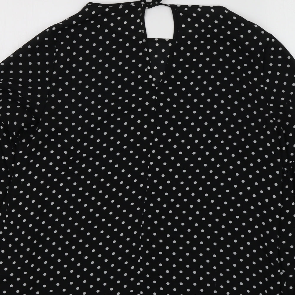 Dorothy Perkins Womens Black Polka Dot Polyester Basic Blouse Size 10 Round Neck