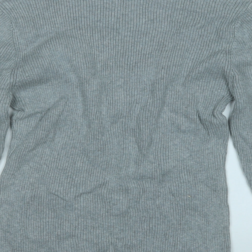 Papaya Womens Grey Round Neck Cotton Pullover Jumper Size 16