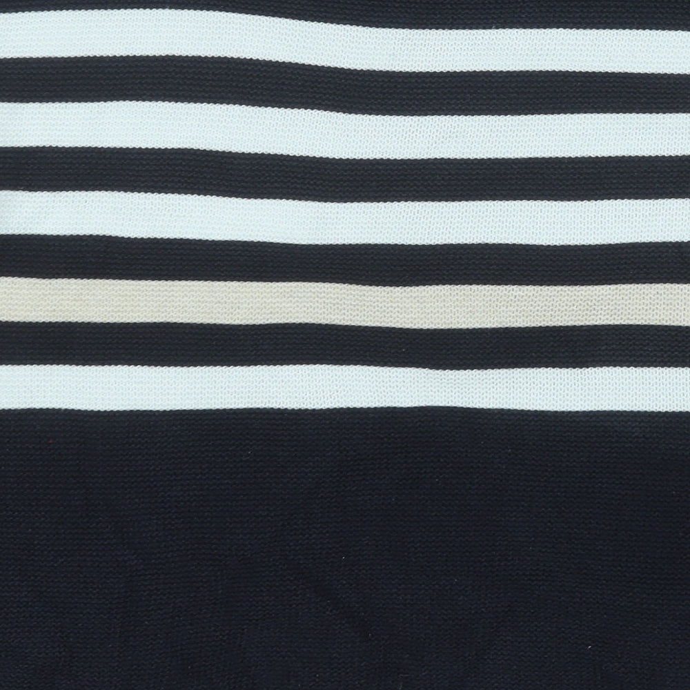 Country Casuals Womens Blue Round Neck Striped Cotton Pullover Jumper Size L