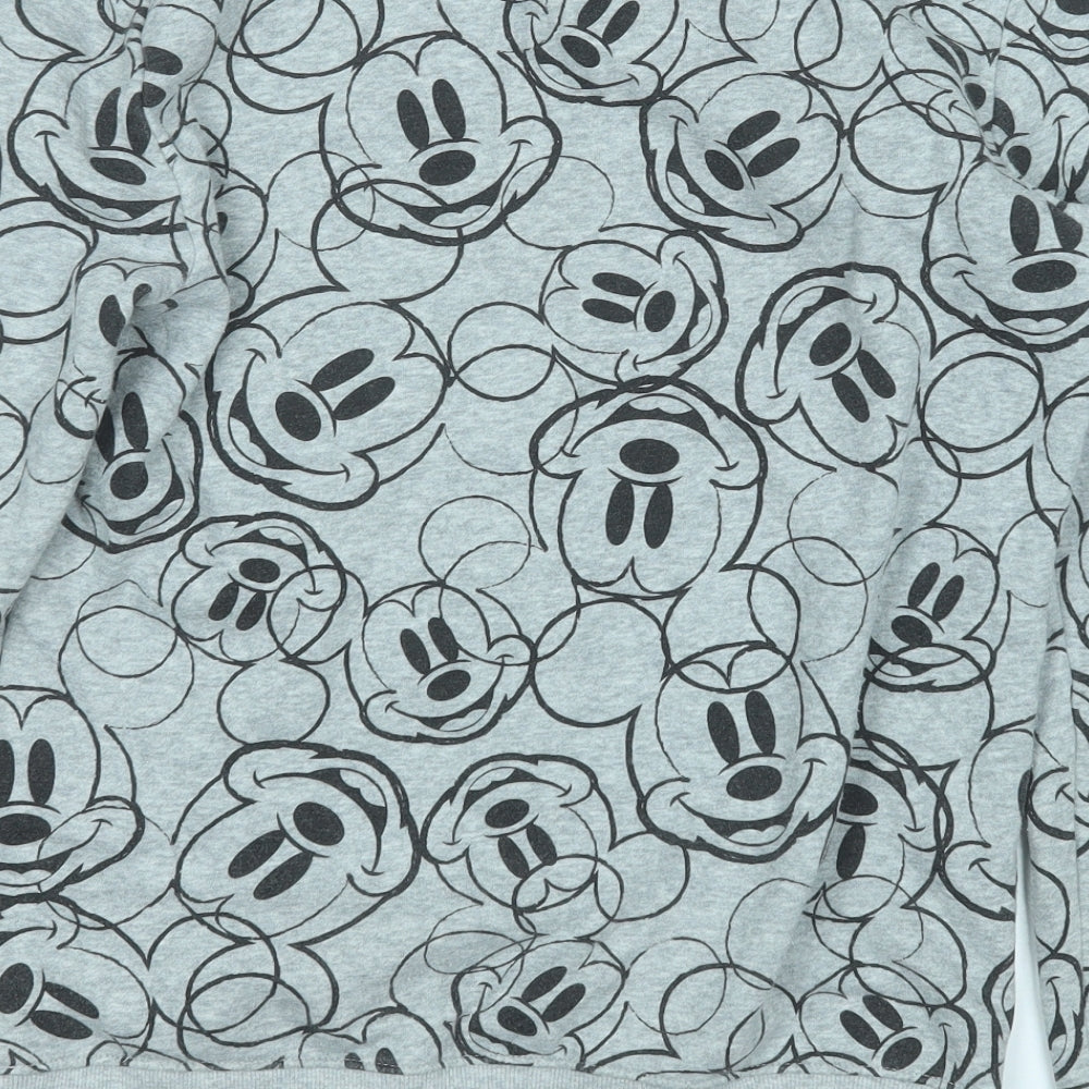 Divided by H&M Womens Grey Geometric Cotton Henley Sweatshirt Size XS - Minnie Mouse