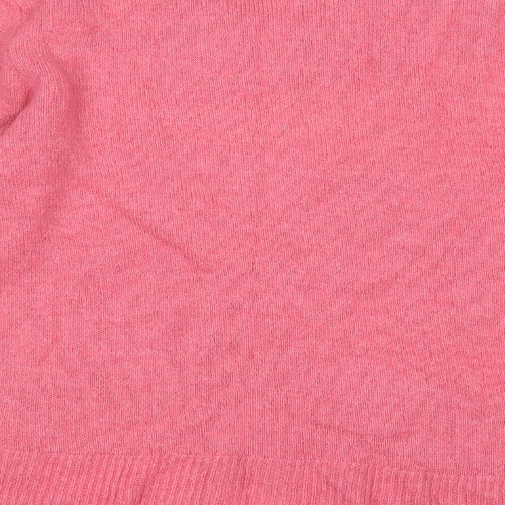 H&M Womens Pink Round Neck Acrylic Pullover Jumper Size M