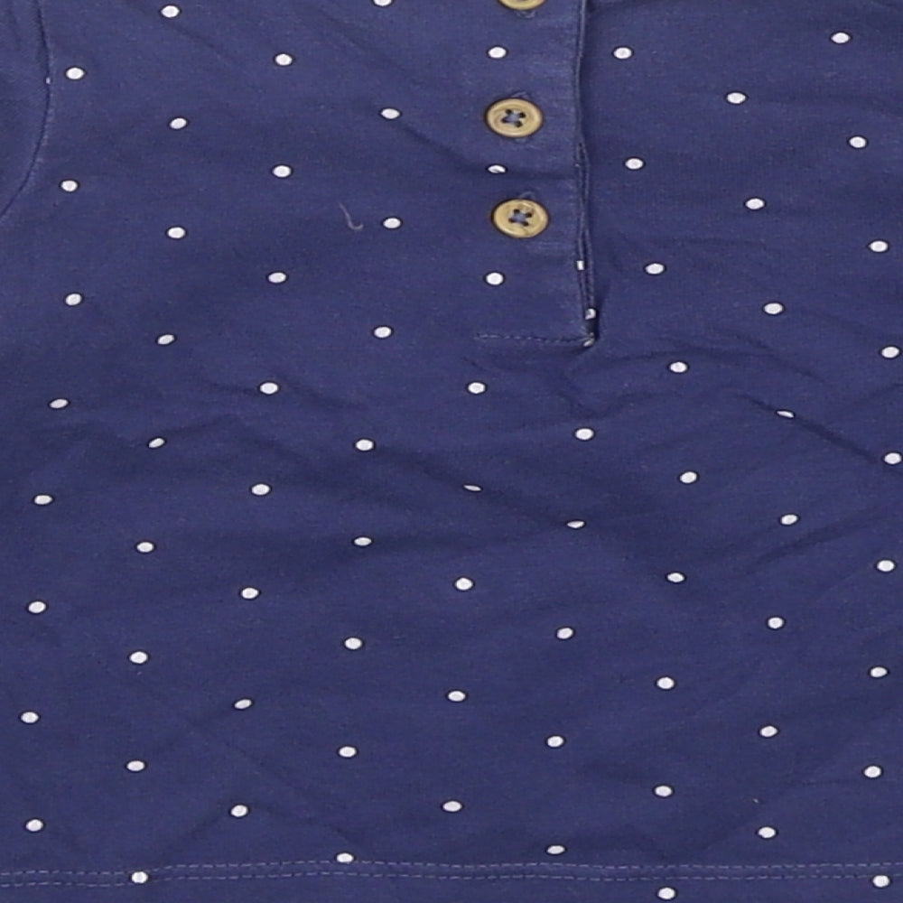 Marks & Spencer Girls Blue Polka Dot 100% Cotton Basic T-Shirt Size 3-6 Months Round Neck Pullover