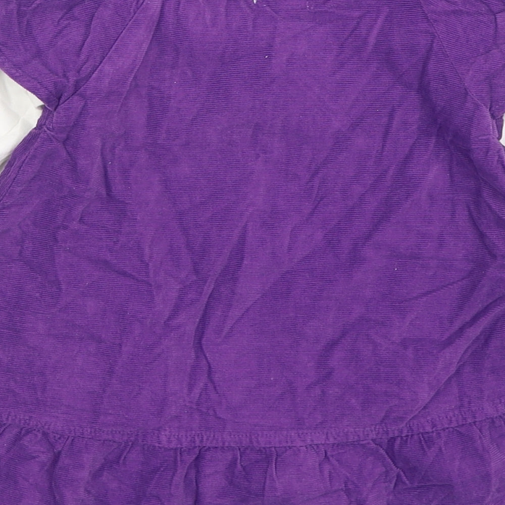 name it Girls Purple 100% Cotton A-Line Size 6-9 Months Round Neck Button - 2 Piece set