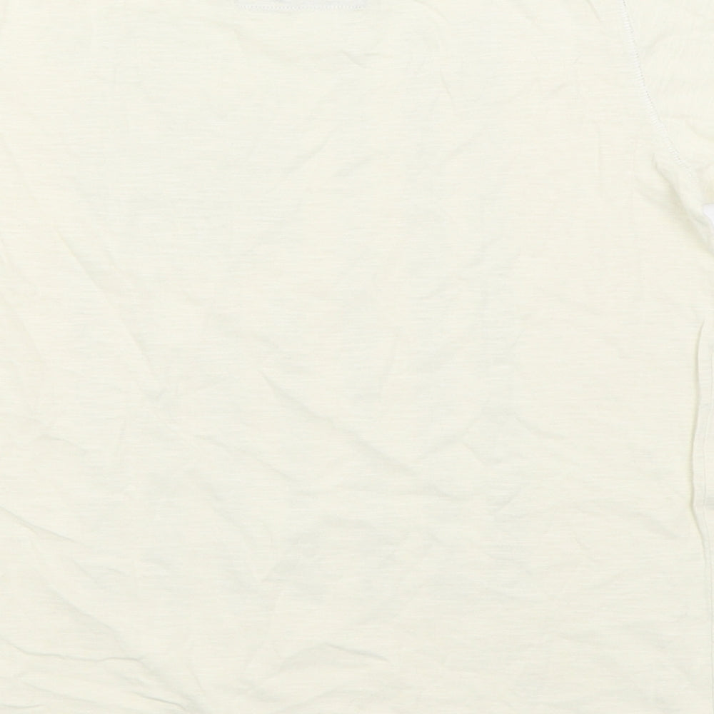Next Boys Beige 100% Cotton Basic T-Shirt Size 9 Years Round Neck Pullover