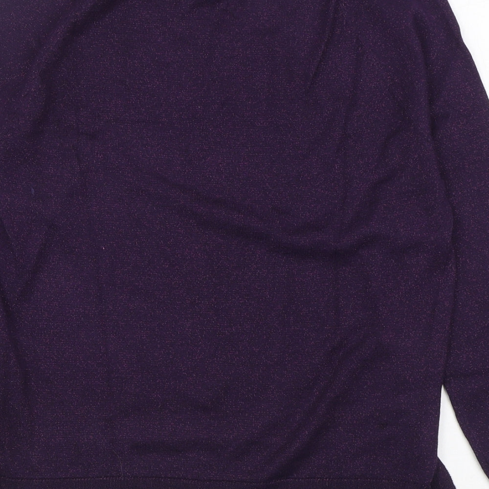 F&F Womens Purple V-Neck Acrylic Pullover Jumper Size 6
