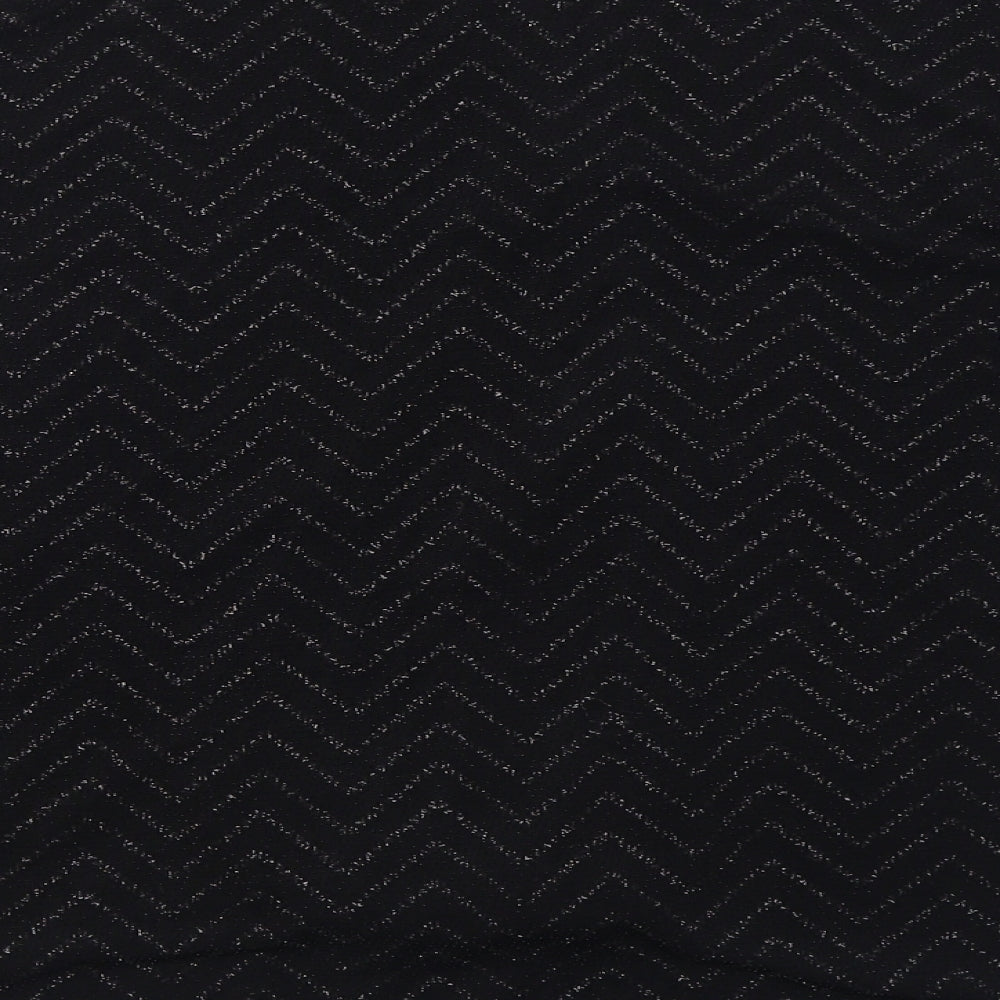Quiz Womens Black Nylon Basic Blouse Size 14 V-Neck