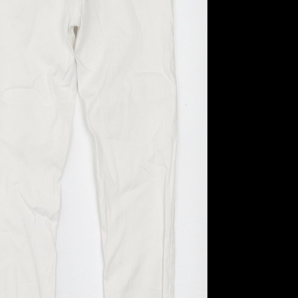 THE ROCKIN REV Womens White Cotton Skinny Jeans Size 10 L25 in Regular Button