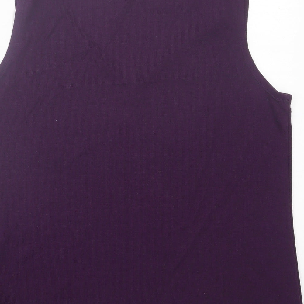 Antthony Womens Purple Polyester Basic Tank Size S V-Neck