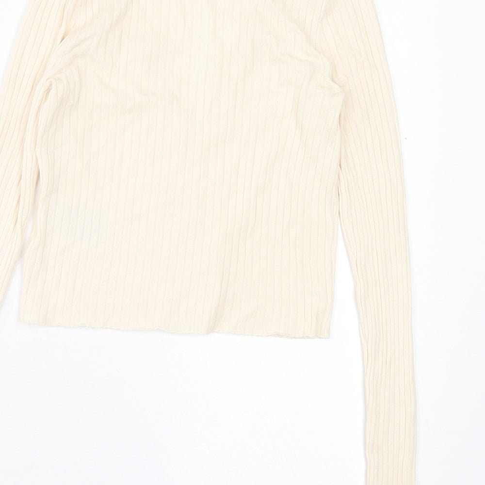 Brave Soul Womens Beige V-Neck Viscose Cardigan Jumper Size M