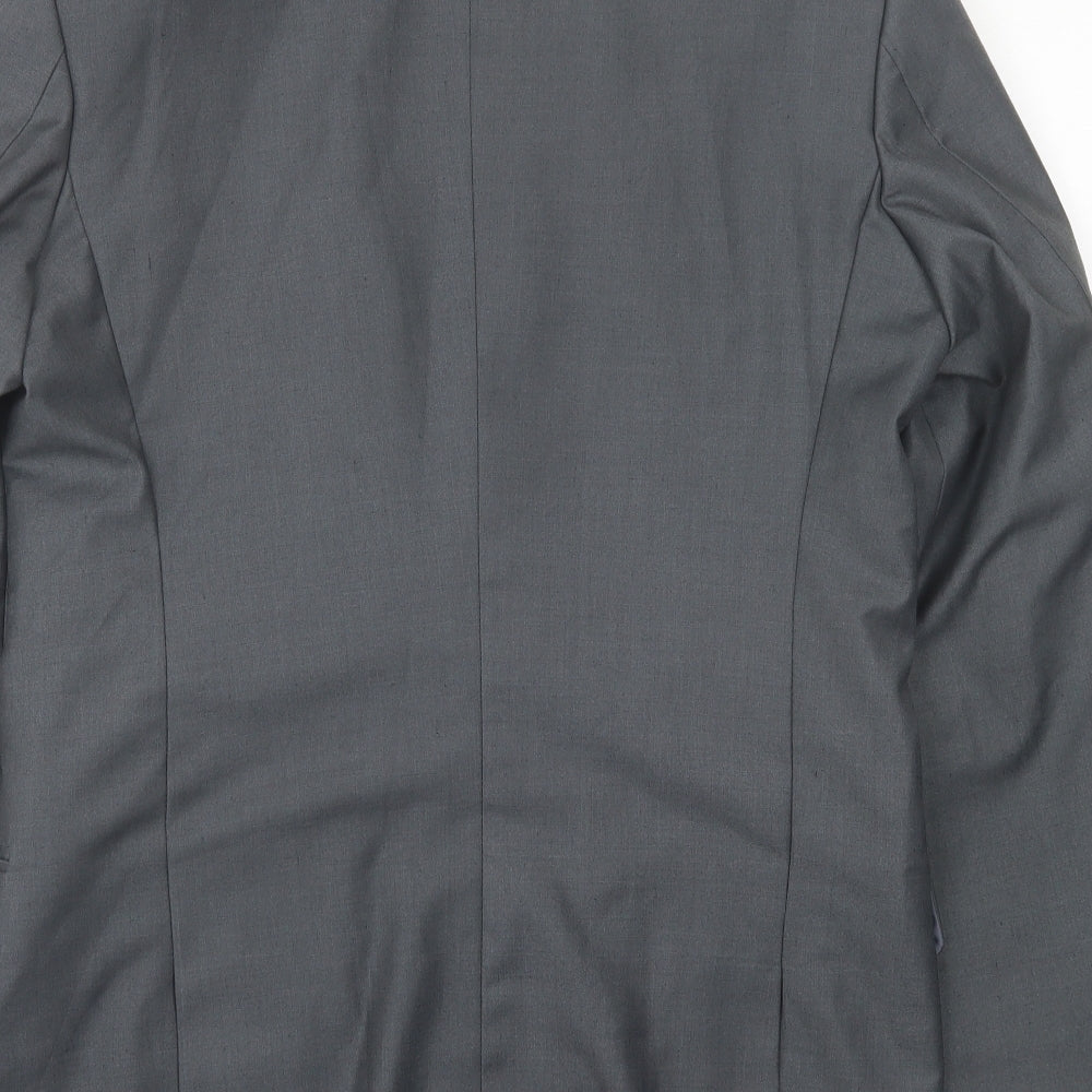 Preworn Mens Grey Polyester Jacket Suit Jacket Size 40