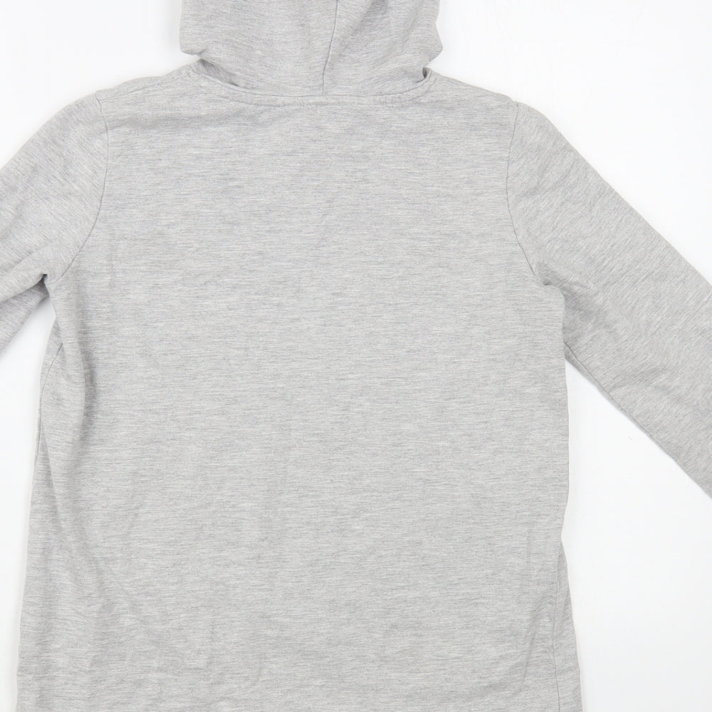 H&M Girls Grey Cotton Tunic Hoodie Size 10-11 Years Pullover - Unicorn