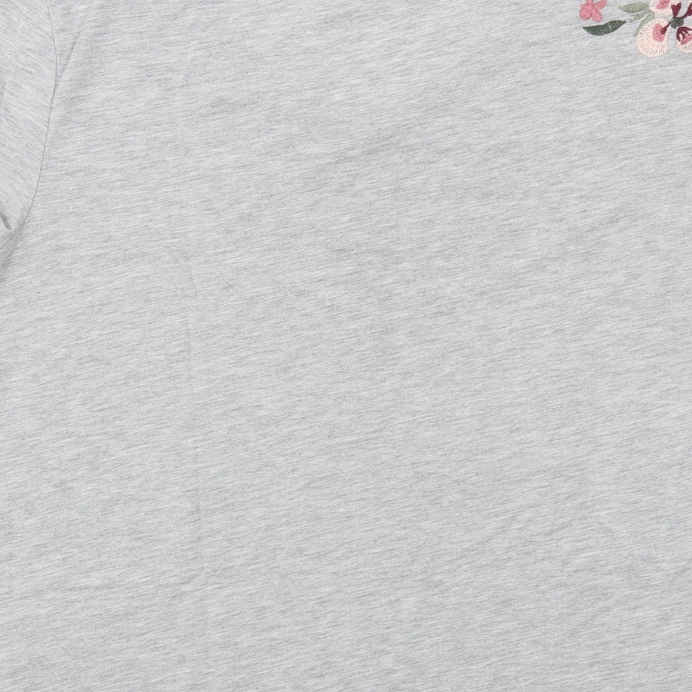 Soaked in Luxury Womens Grey Polyester Basic T-Shirt Size S V-Neck