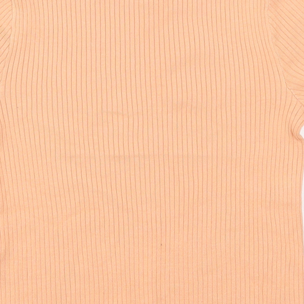 H&M Womens Pink Polyester Basic T-Shirt Size S Crew Neck