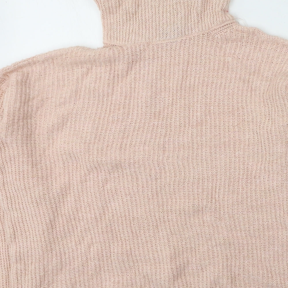 New Look Womens Pink Roll Neck Acrylic Pullover Jumper Size M