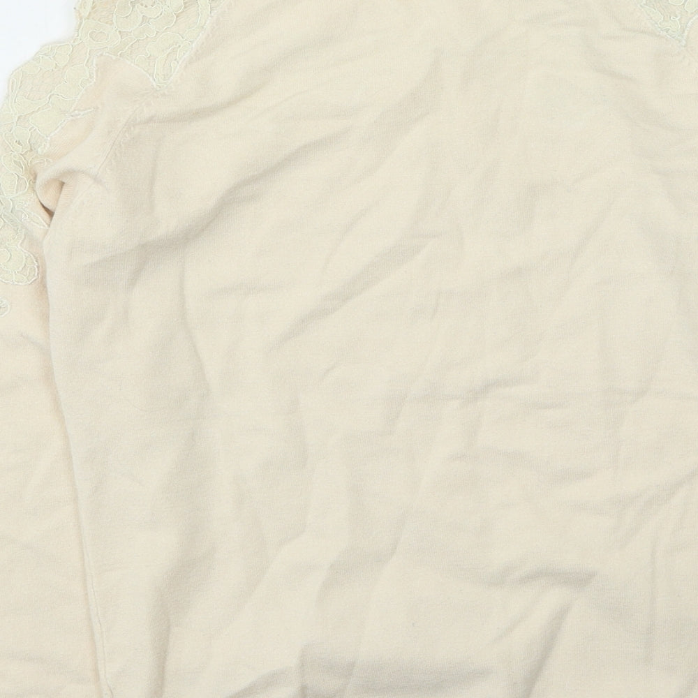 Topshop Womens Beige Round Neck Viscose Pullover Jumper Size 6