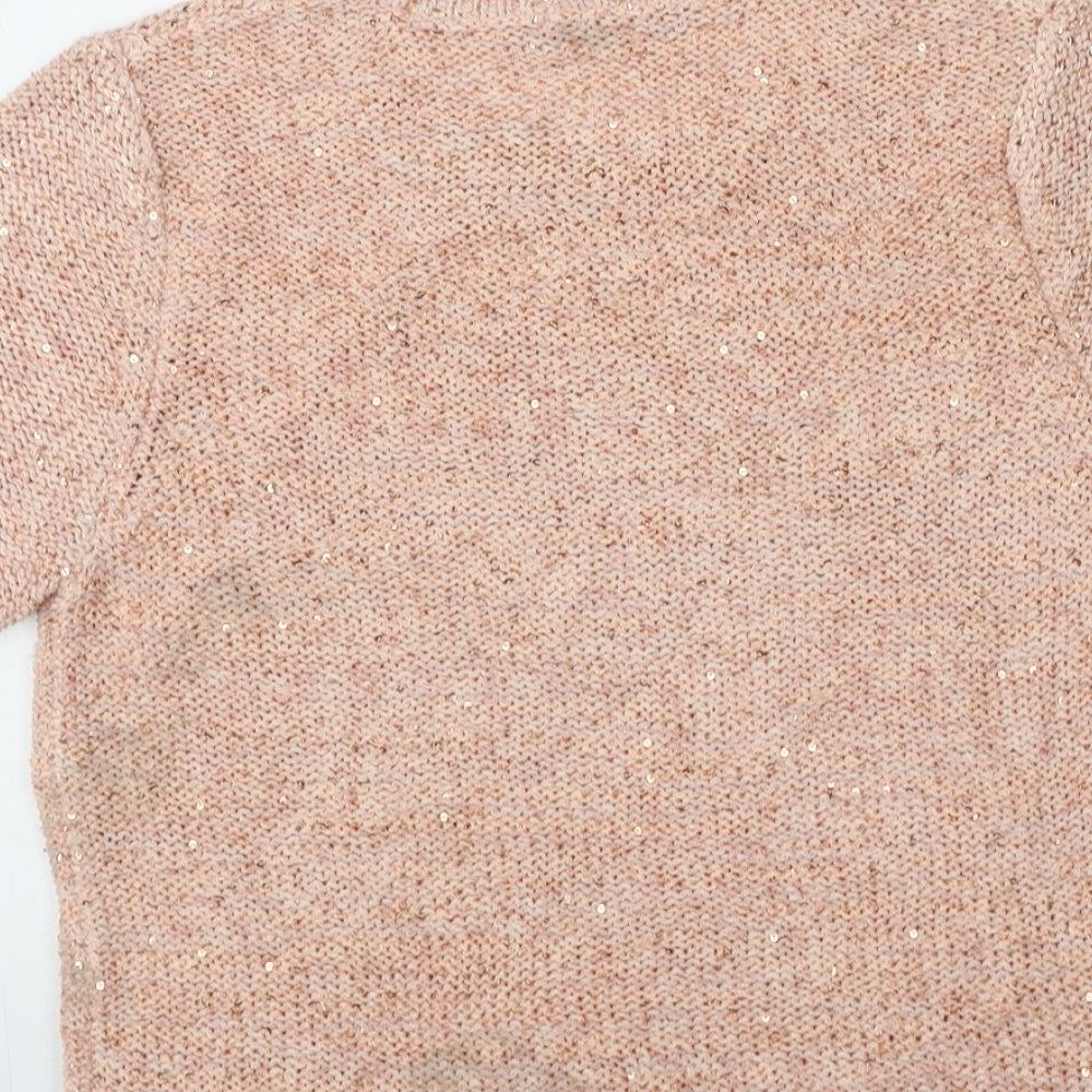 Marks & Spencer Womens Pink Round Neck Acrylic Pullover Jumper Size 14