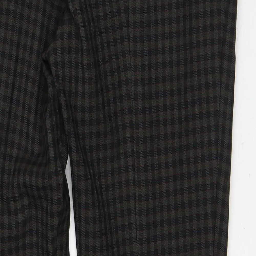 Zara Womens Brown Plaid Polyester Trousers Size S L28 in Regular