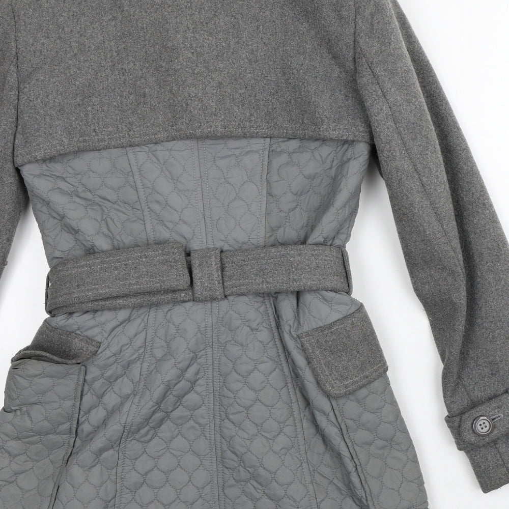 Warehouse Womens Grey Quilted Coat Size 8