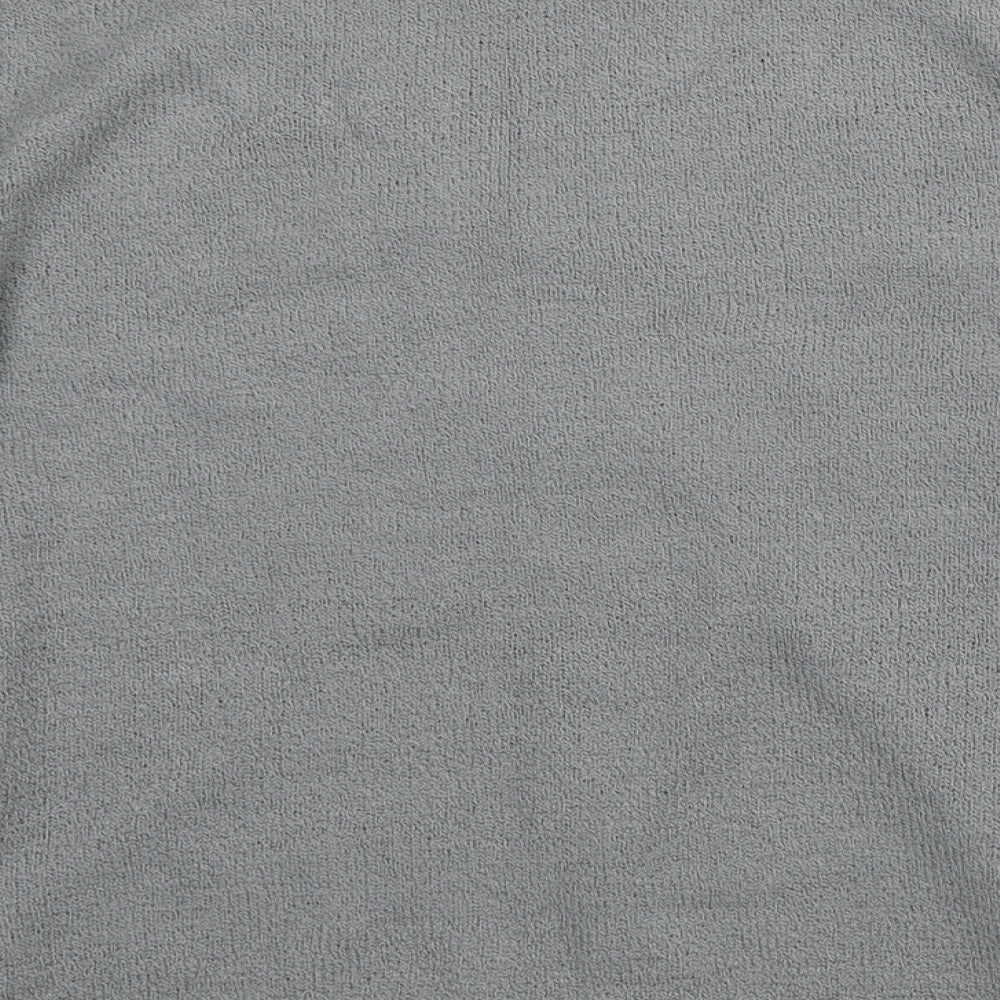 Bonmarché Womens Grey Round Neck Geometric Polyester Cardigan Jumper Size M - Two Layers