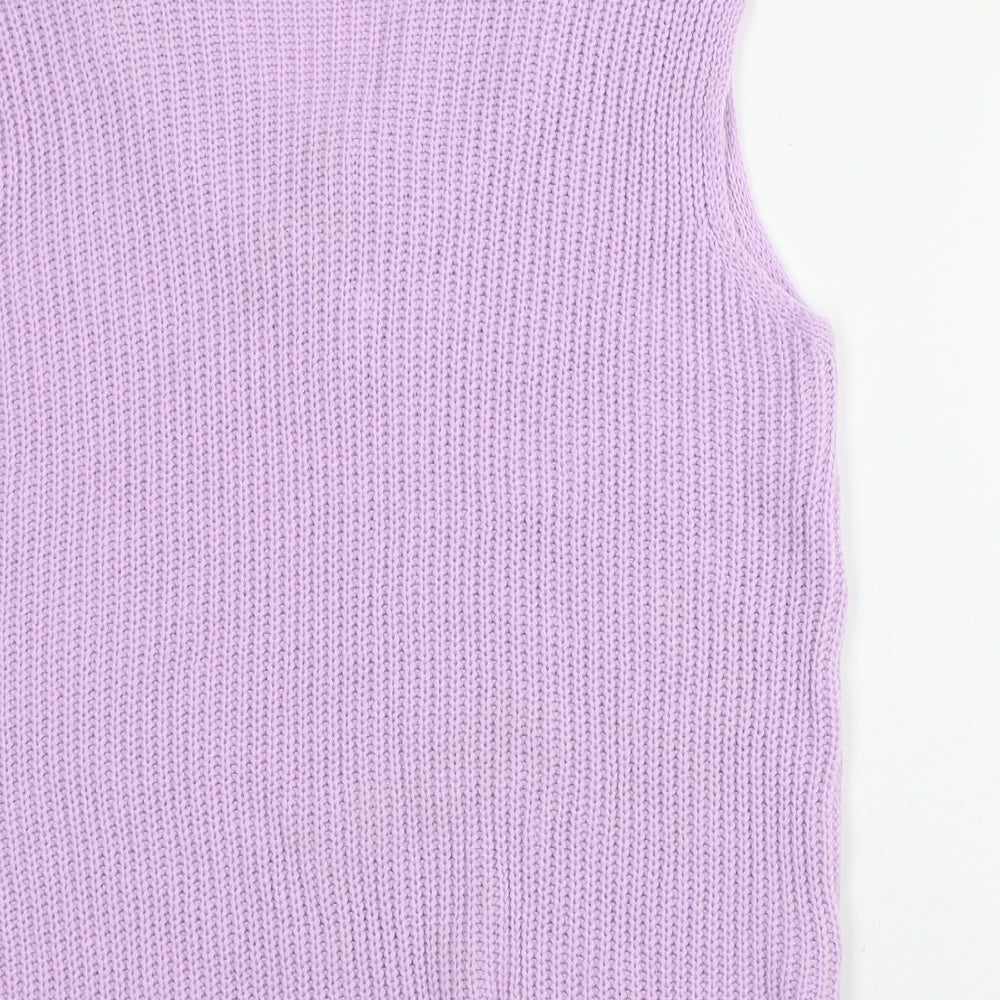 PRETTYLITTLETHING Womens Pink V-Neck Acrylic Vest Jumper Size S