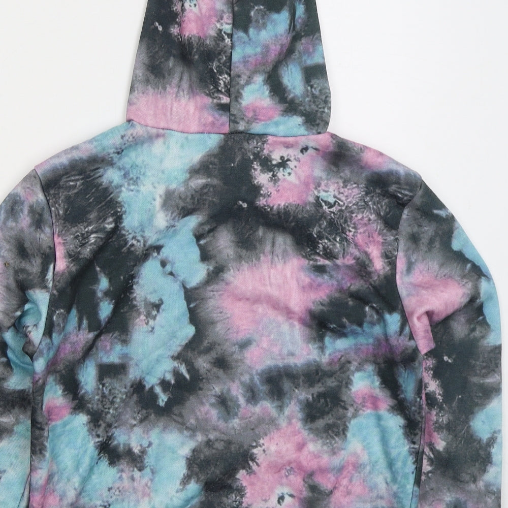 SheIn Girls Grey Polyester Pullover Hoodie Size 11-12 Years Pullover - Heart Blue Pink Abstract