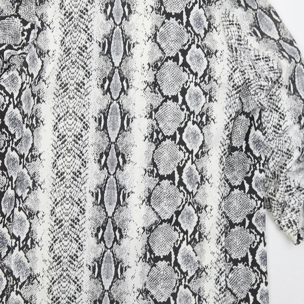 New Look Womens Grey Animal Print Jacket Size 10